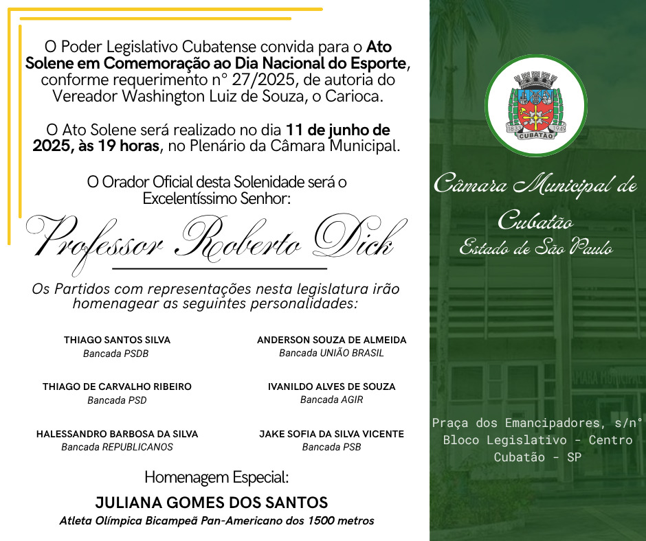 Ato Solene em Comemoração ao Dia Nacional do Esporte