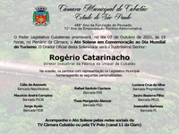 Câmara promove Ato Solene em Homenagem ao Dia Mundial do Turismo