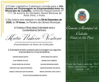 Câmara promove Ato Solene em Homenagem ao Empreendedorismo