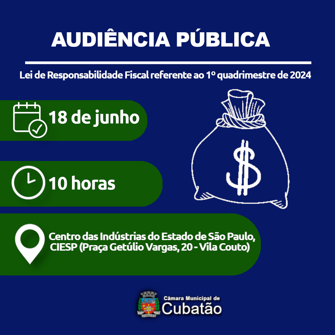 Câmara promove Audiência Pública de Finanças na próxima terça (18)