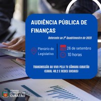 Câmara promove Audiência Pública de Finanças referente ao 2º quadrimestre de 2025