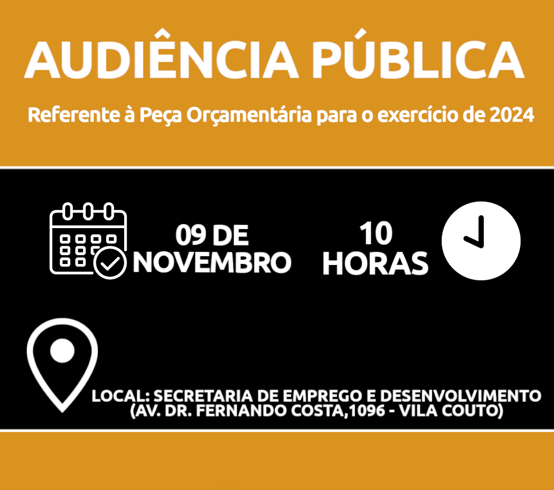 Câmara promove audiência pública sobre Peça Orçamentária nesta quinta (9)