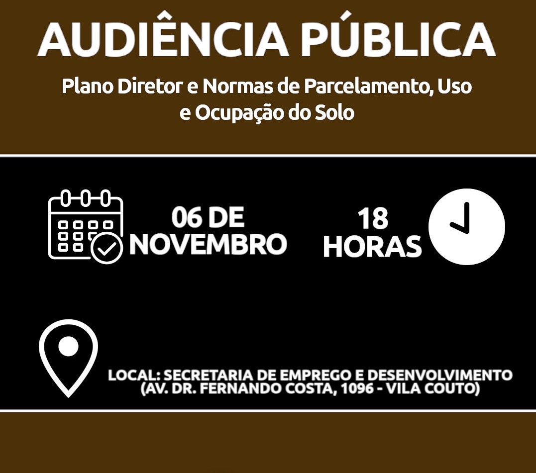 Câmara promove audiência pública sobre Plano Diretor na segunda (6)