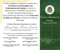 Câmara realiza Ato Solene em Homenagem aos Trabalhadores de Cubatão