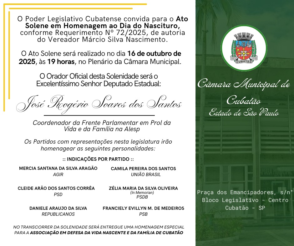 Câmara realiza ato solene em homenagem ao Dia do Nascituro