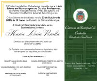 Câmara realiza ato solene em homenagem ao Dia dos Professores 