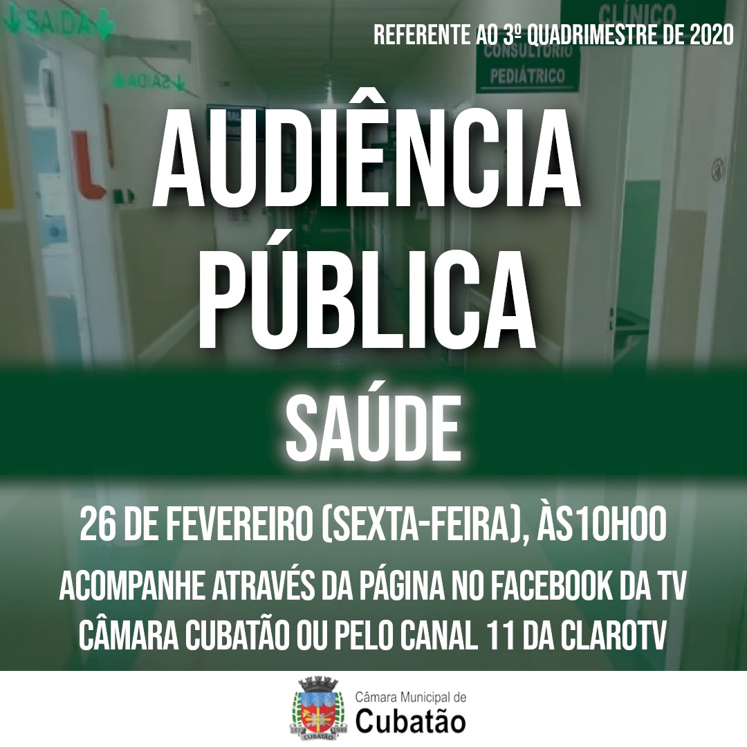 Câmara realiza Audiência Pública da Saúde nesta sexta-feira (26/02) às 10h