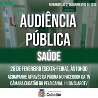 Câmara realiza Audiência Pública da Saúde nesta sexta-feira (26/02) às 10h