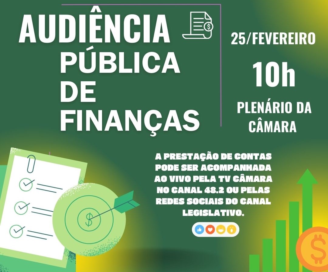Câmara realiza Audiência Pública de Finanças no próximo dia 25