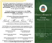 Câmara realiza Sessão Solene em homenagem a profissionais da Enfermagem 