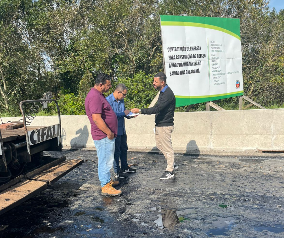 Comissão que fiscalizou as obras no acesso à Ilha Caraguatá reforça pedido de passarela de pedestres no projeto