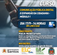 Escola do Legislativo promove curso sobre comunicação pública em parceria com a Câmara de Santos