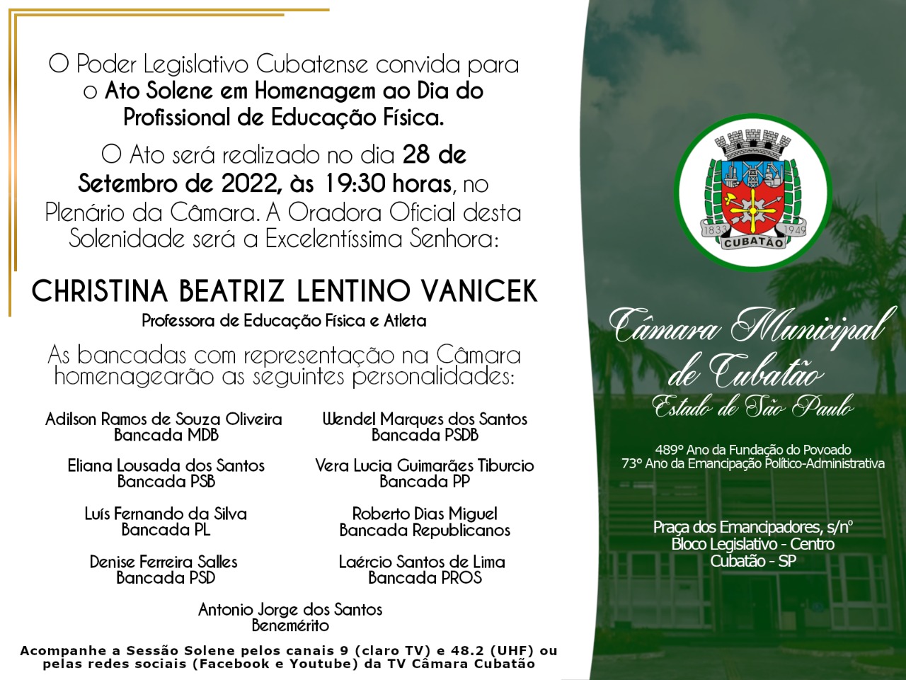 Ato Solene em homenagem ao Dia do Profissional de Educação Física 