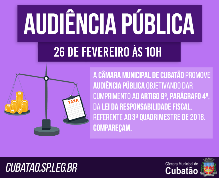 Audiência Pública relativa à Lei de Responsabilidade Fiscal - 26/02