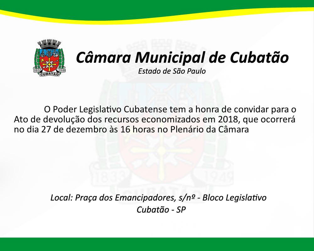 Câmara promove evento de devolução de recursos ao Poder Executivo 