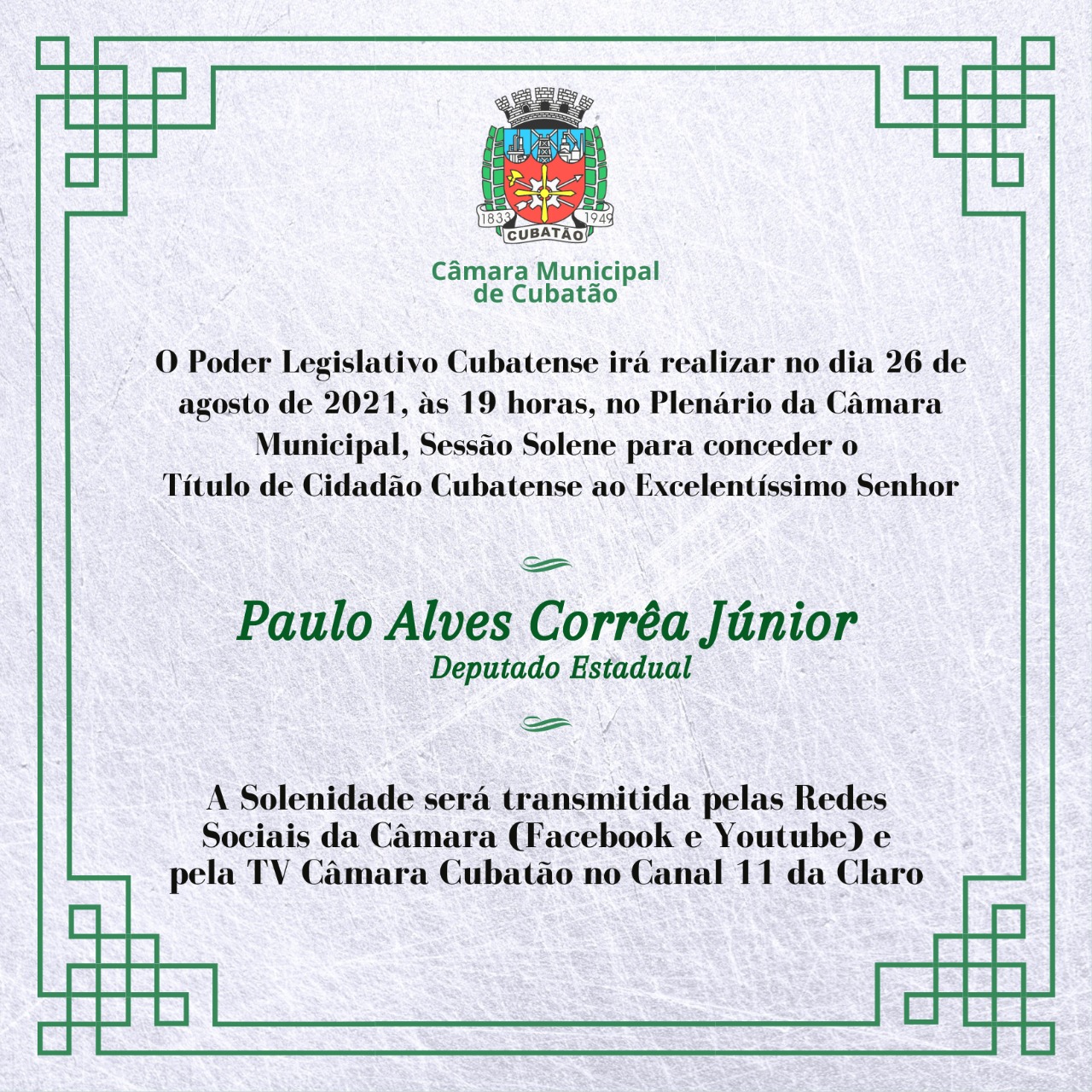 Sessão de Outorga de Título de Cidadão Cubatense 