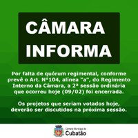 Sessão é encerrada por falta de quorum